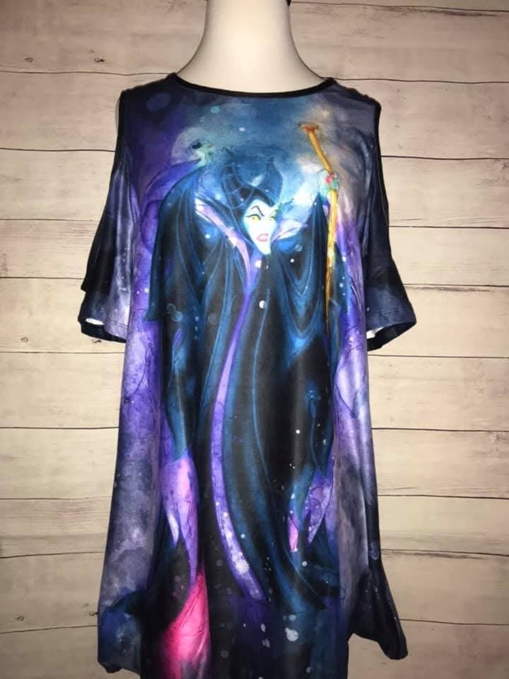 Women's Purple and Black Graphic Top with Fantasy Print